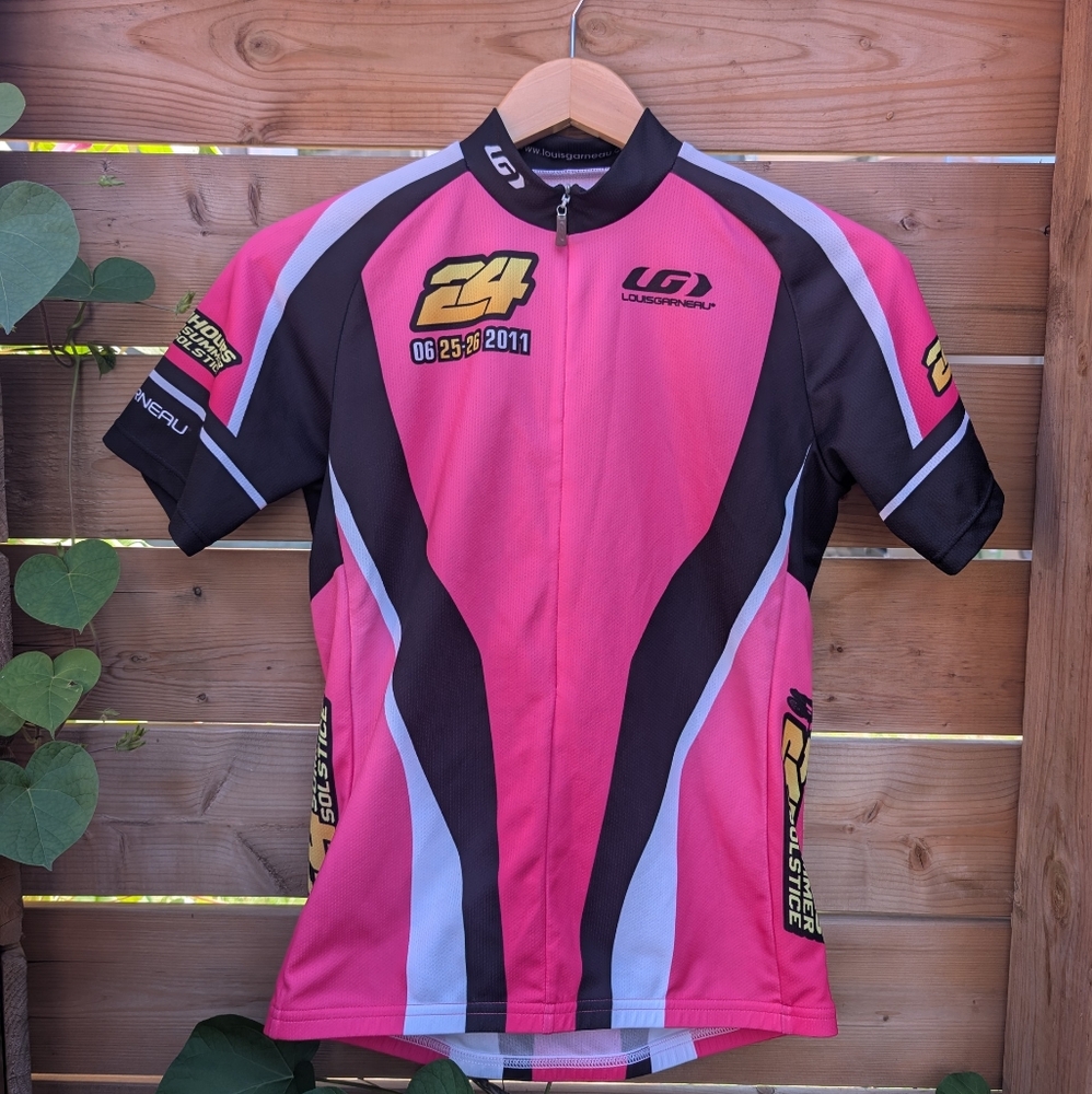 Louis Garneau Women's Large/Men's Small Cycling Biking Bike Jersey Shirt Pink